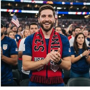 Ruffneck Scarves United States Snake USA Soccer Fan Knit Scarf Red Black